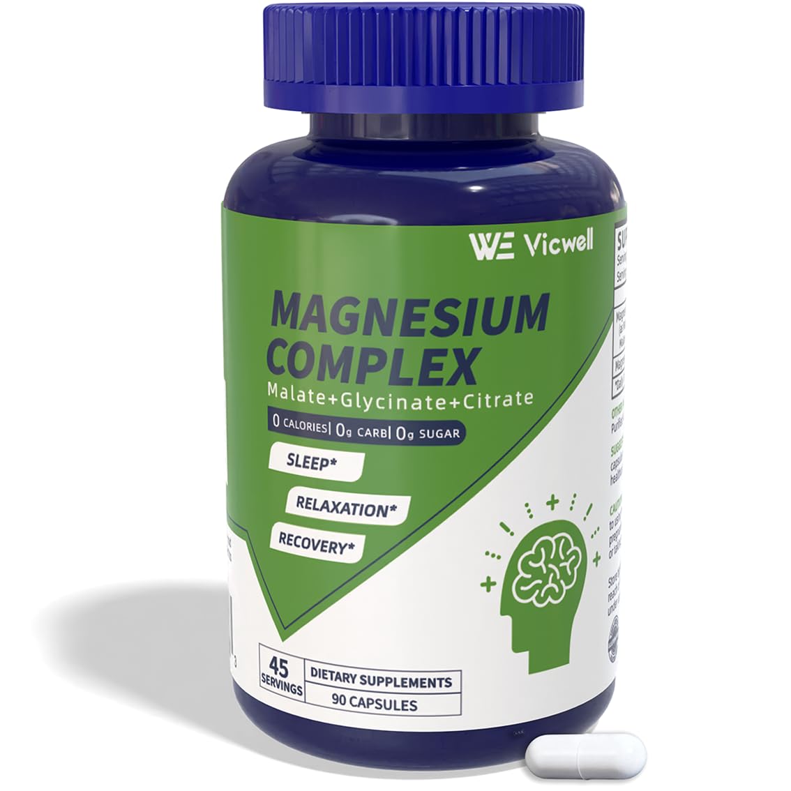 Vicwell Triple Magnesium Complex - 300mg Magnesium from Malate, Glycinate, and Citrate - Supports Stress Relief & Sleep, Nerves & Metabolism, Muscle Relaxation & Bone Health - 90 Capsules(1 Bottle) Vicwell uk supplements