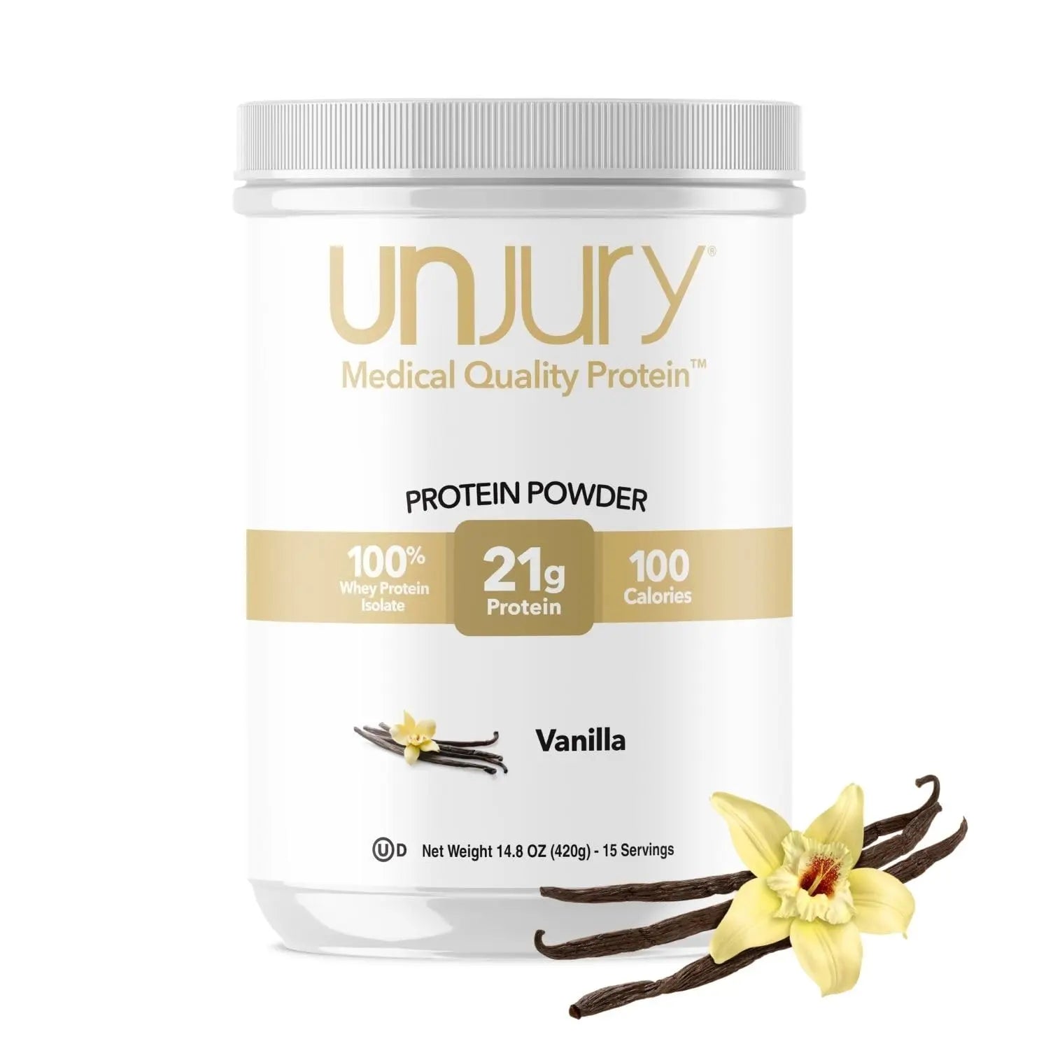 Unjury Whey Protein Powder | Vanilla | 21g 100% Whey Isolate Protein Powder | Low Carb and Lactose Free | Gluten Free | Certified Kosher | 15 Servings Unjury uk supplements