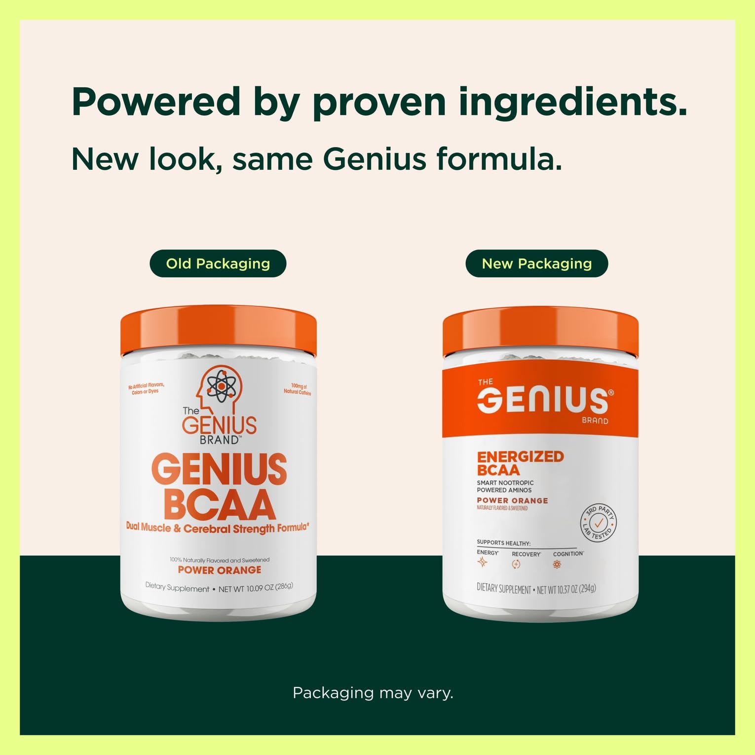 Genius BCAA Powder - 5g Vegan BCAAs L-Glutamine, Cognizin & Rhodiola Muscle Recovery Energy Support 100mg Caffeine Pre, Intra, Post-Workout Nootropic Supplement for Focus & Performance - Orange The Genius Brand uk supplements