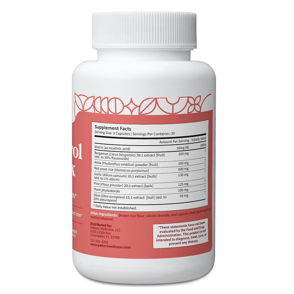 Pattern Wellness Cholesterol Complex Supplement – Supports Overall Well-Being – 3rd Party Lab Tested – 90 Vegan Capsules Pattern Wellness uk supplements