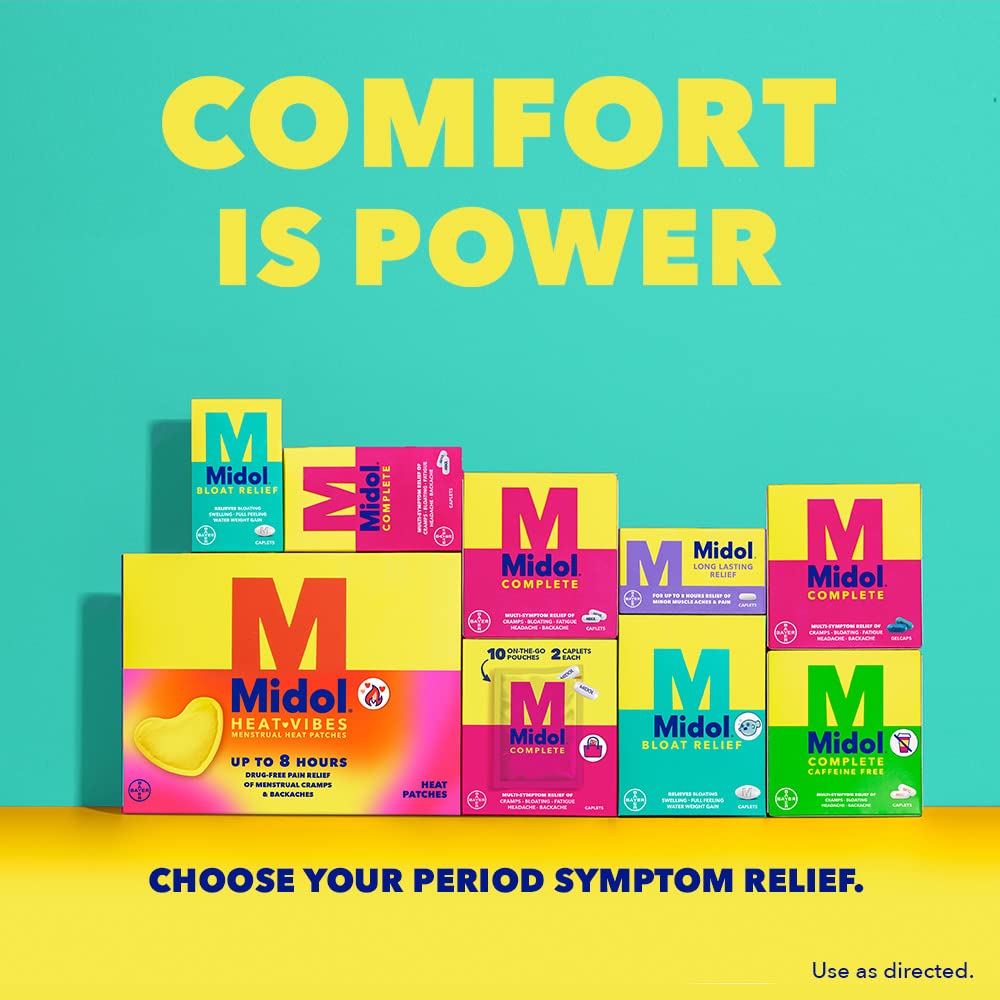 Midol Bloat Relief Caplets with Pamabrom, Relieve Bloating Symptoms Before and During Your Period, Provides Up to 6 Hours of Relief for Women, 60 Count Midol uk supplements