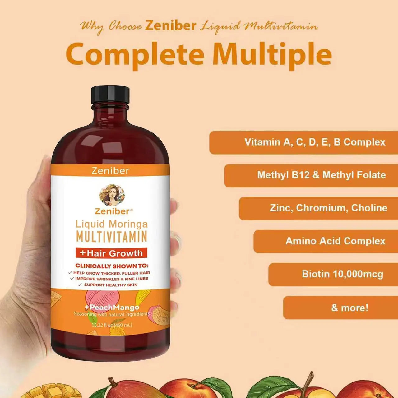 Zeniber MaayRuth Multivitamins Hair Growth&Liquid Multivitamins for Women, Biotin 10000mcg Liquid Multivitamin Hair Growth Supplement, 15.22 OZ Zeniber uk supplements
