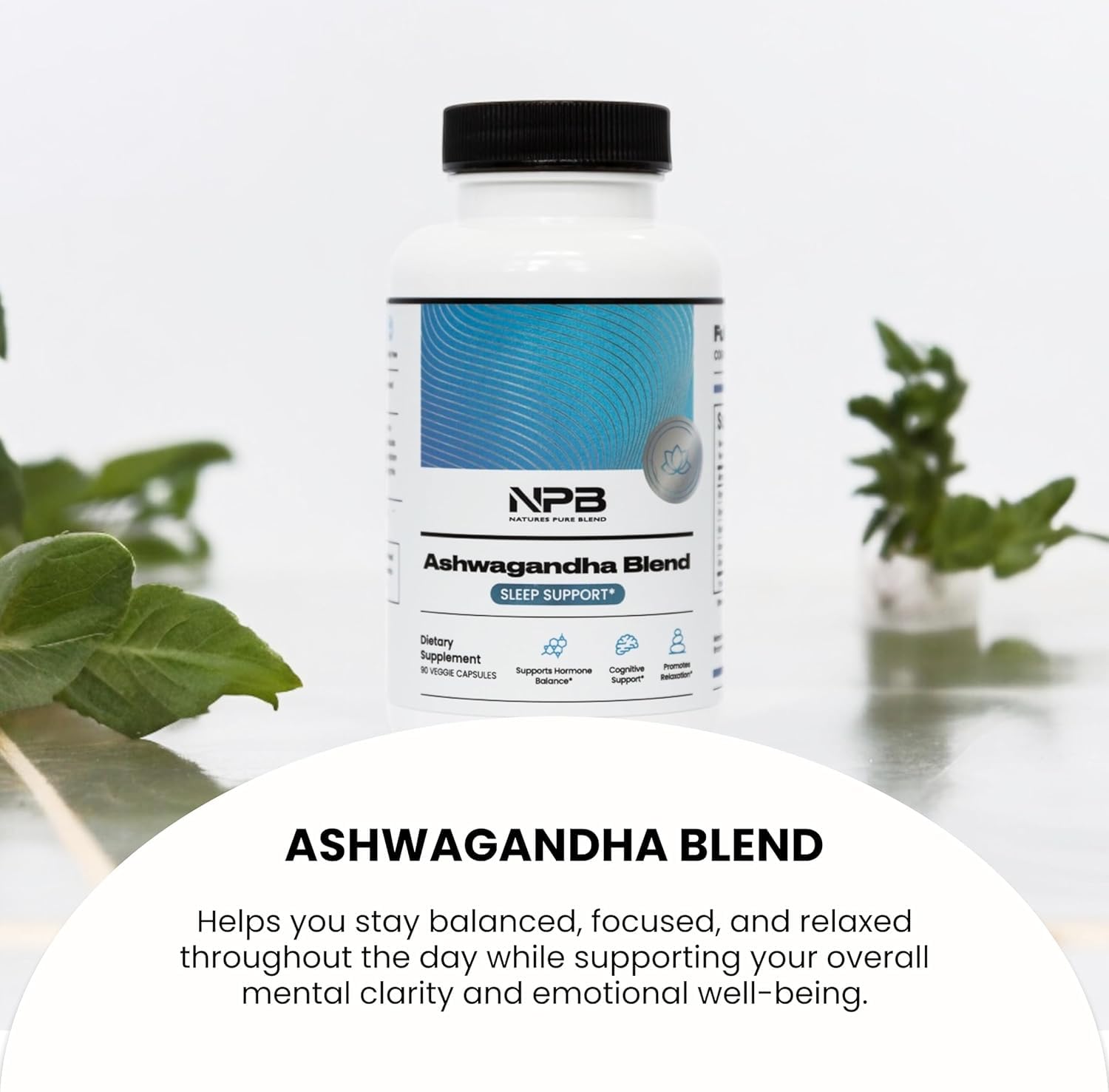 Nature's Pure Blend Ashwagandha Supplements – Organic Ashwagandha Root & Extract for Women and Men – Stress Relief, Sleep, and Mood Support – Athletic Performance & Focus Support – 60 Vegan Capsules Nature's Pure Blend uk supplements