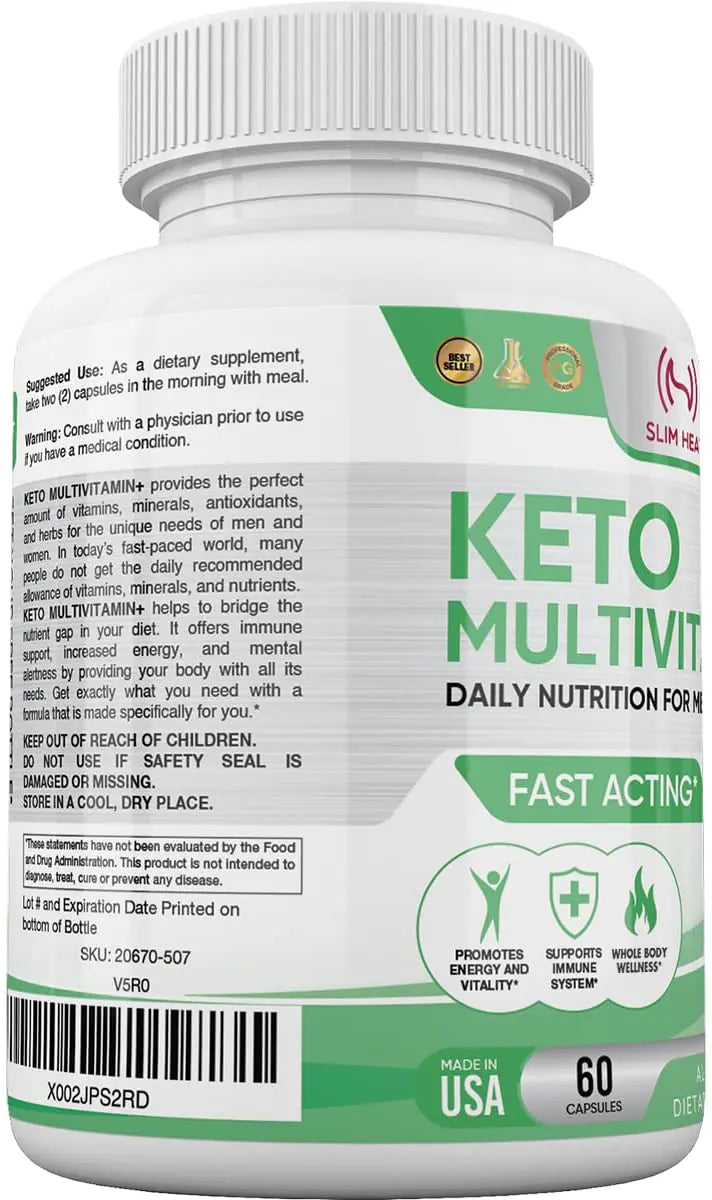 Keto Multivitamin for Women and Men - 35 Potent, Pure Ingredients - Vitamin C, Vitamin D, Vitamin A, Vitamin E and Zinc for Immune Support Slim Heat uk supplements