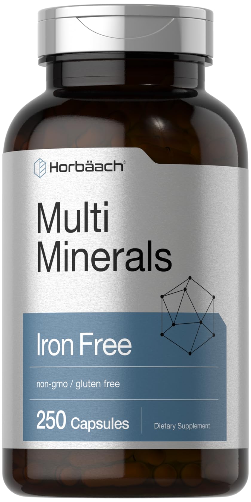 Horbäach Multi Minerals Supplement | 250 Capsules | Iron Free | Daily Mineral Complex for Men and Women | Non-GMO & Gluten Free Horbäach uk supplements