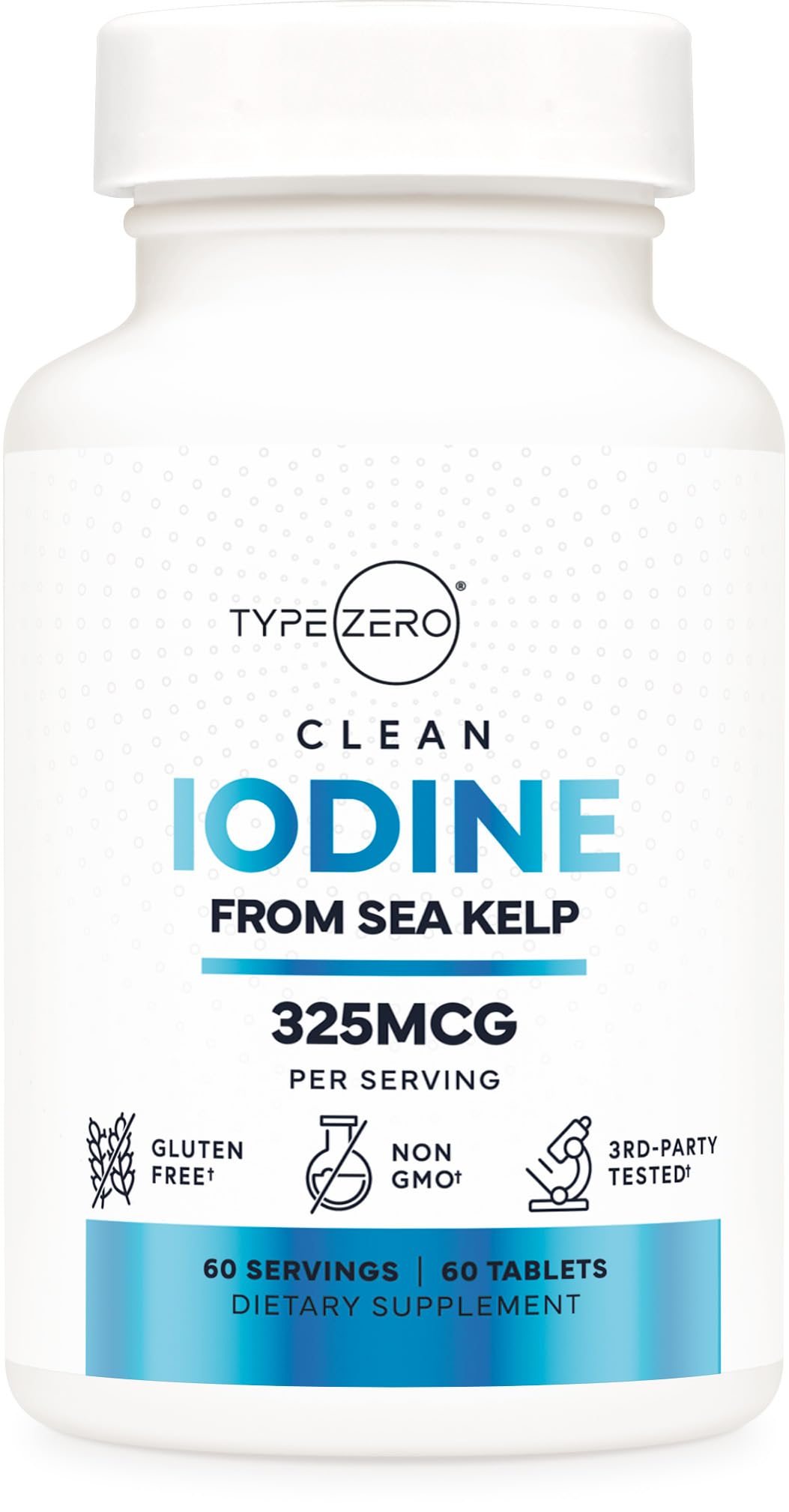 Type Zero Clean Iodine Tablets (60 Servings, 325 MCG Per Serving) - from Sea Kelp, Non-GMO, Gluten Free Type Zero uk supplements