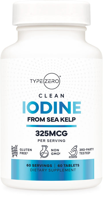 Type Zero Clean Iodine Tablets (60 Servings, 325 MCG Per Serving) - from Sea Kelp, Non-GMO, Gluten Free Type Zero uk supplements