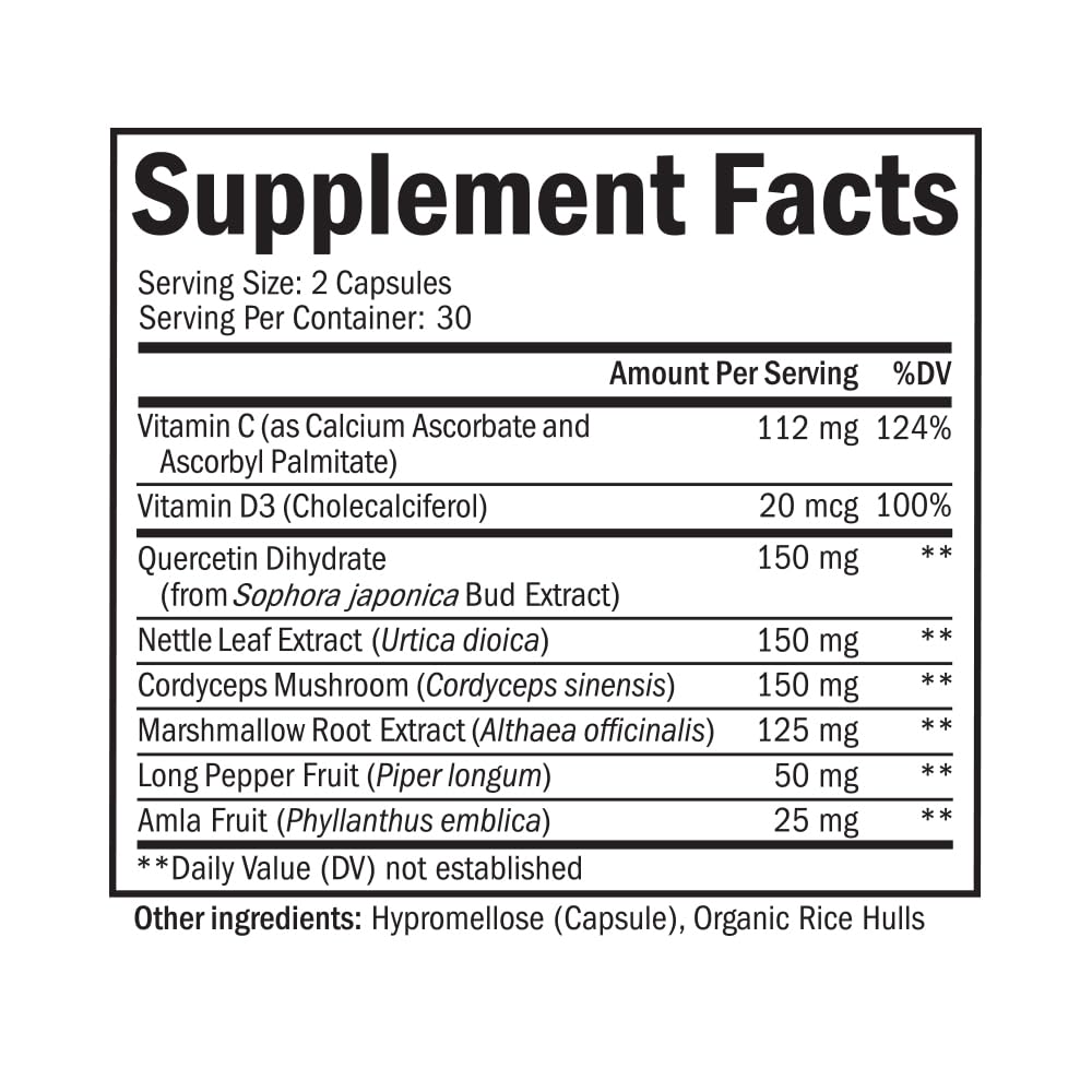 Respiratory & Immune Lung Support Supplement with Quercetin, Vitamin D & Cordyceps, Helps Soothe Respiratory Tissues While Loosening Mucus, Lung Health Vitamins for Women & Men, 60 Capsules BioSchwartz uk supplements