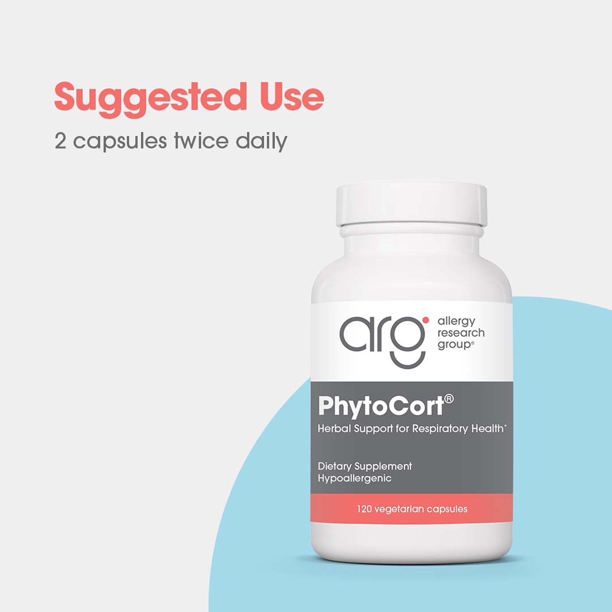 Allergy Research Group PhytoCort Supplement - Respiratory Support, Lung Health, Lung Detox, Lung Cleanse, Healthy Breathing, Herbal Support, Reishi, Licorice, Noni, Vegetarian Capsules - 120 Count Allergy Research Group uk supplements