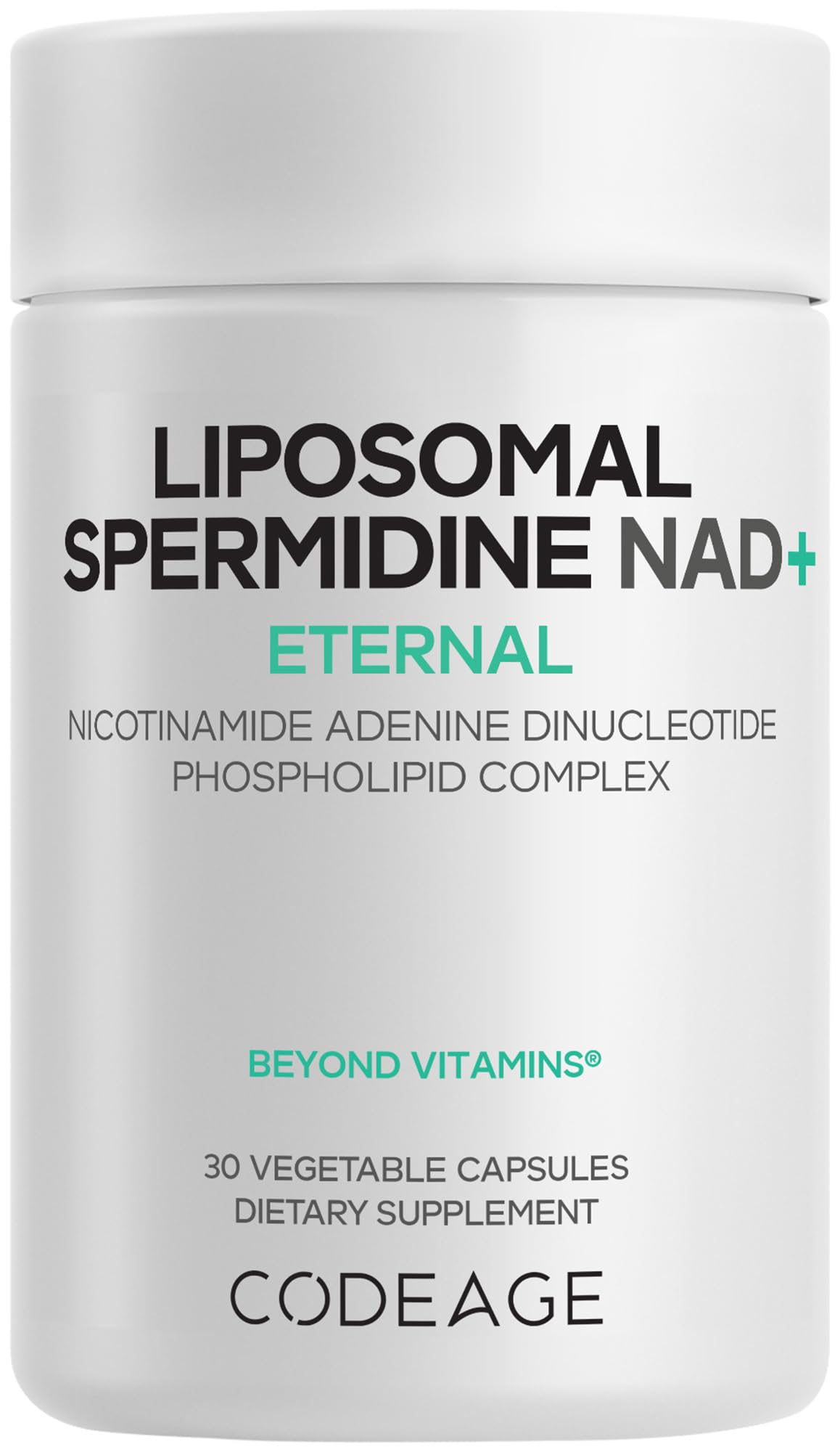 Codeage Liposomal Spermidine NAD+ Spermidine Supplement - 500 Mg NAD+ Vitamin C - Liposomal Delivery - Nicotinamide Adenine Dinucleotide Pills - 1 Capsule Per Serving - Vegan, Non-GMO - 30 Capsules Codeage uk supplements