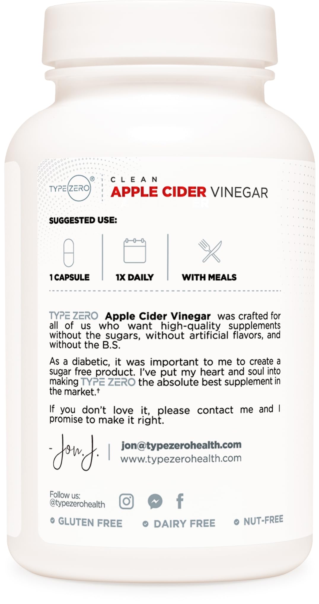 Type Zero Apple Cider Vinegar Capsules (180 Count) 500mg Per Serving - Non-GMO, Gluten-Free Supplement Type Zero uk supplements