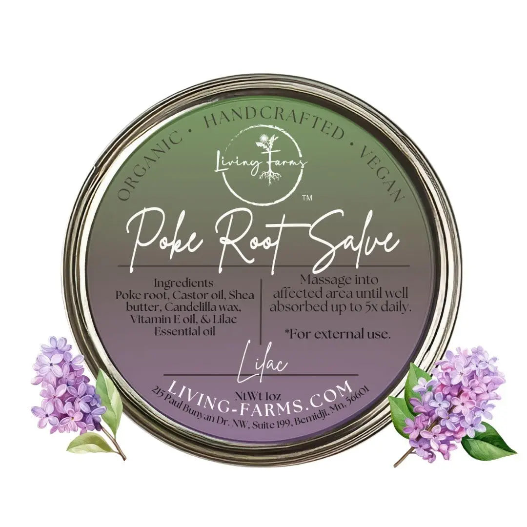 Organic Poke Root Castor Oil Salve | Vegan Lymphatic Support | Enriched with Essential Oils | Cysts, Boils, Fibroids, Swollen Lymph Nodes, Breast & Joint (1oz, Lilac) Living Farms uk supplements