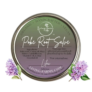 Organic Poke Root Castor Oil Salve | Vegan Lymphatic Support | Enriched with Essential Oils | Cysts, Boils, Fibroids, Swollen Lymph Nodes, Breast & Joint (1oz, Lilac) Living Farms uk supplements