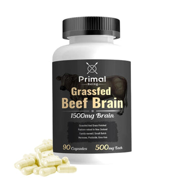 Primal Being Grassfed Beef Brain, Supports Memory, Mood, Focus, Energy, Cognitive Health - 90 Capsules, 1500mg per Serving Primal Being uk supplements