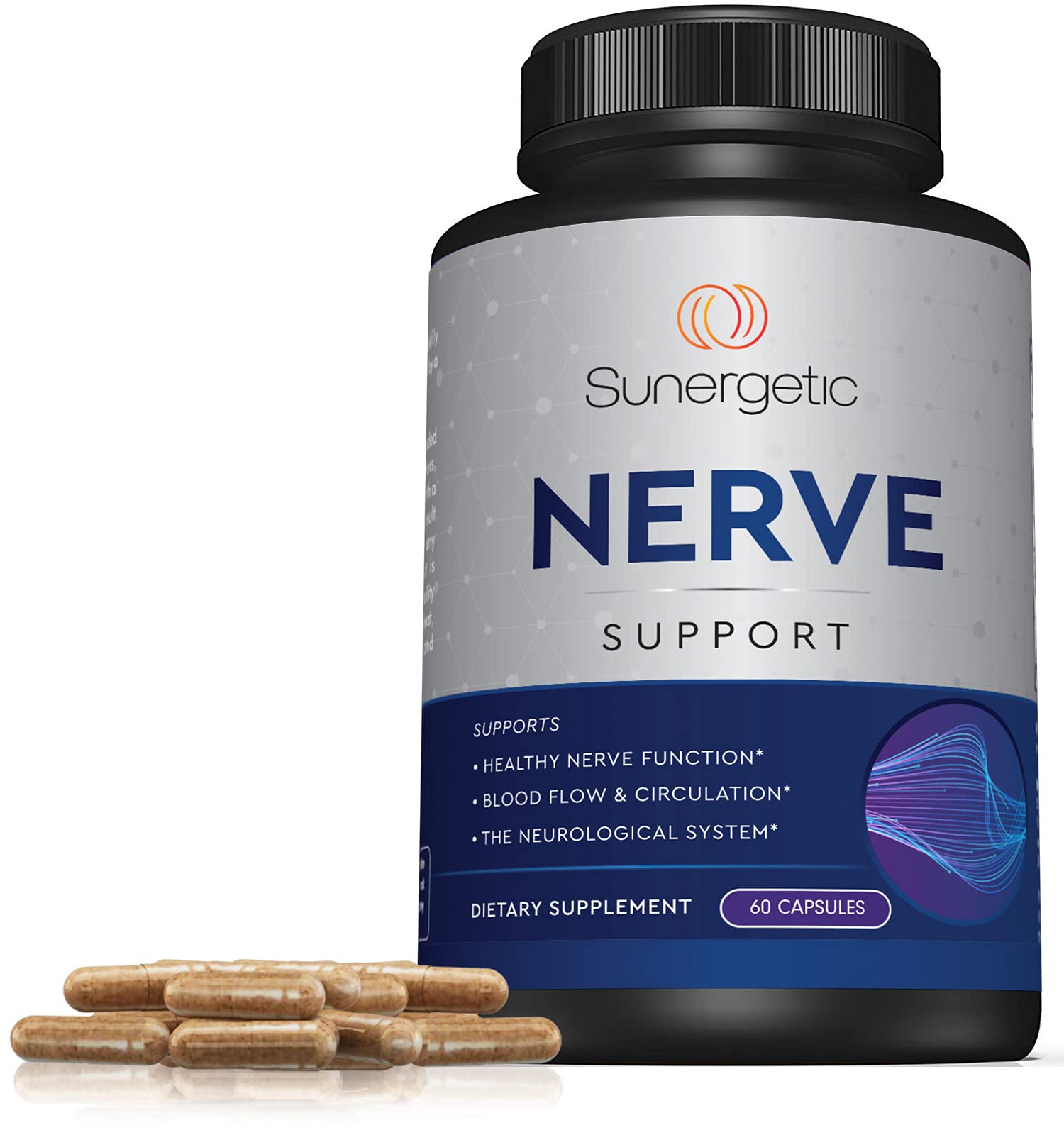 Premium Nerve Support Supplement – with Alpha Lipoic Acid (ALA) 600 mg, Acetyl-L-Carnitine (ALC) & Benfotiamine - Nerve Support Formula for Healthy Circulation, Feet, Hands & Toes - 60 Capsules Sunergetic uk supplements
