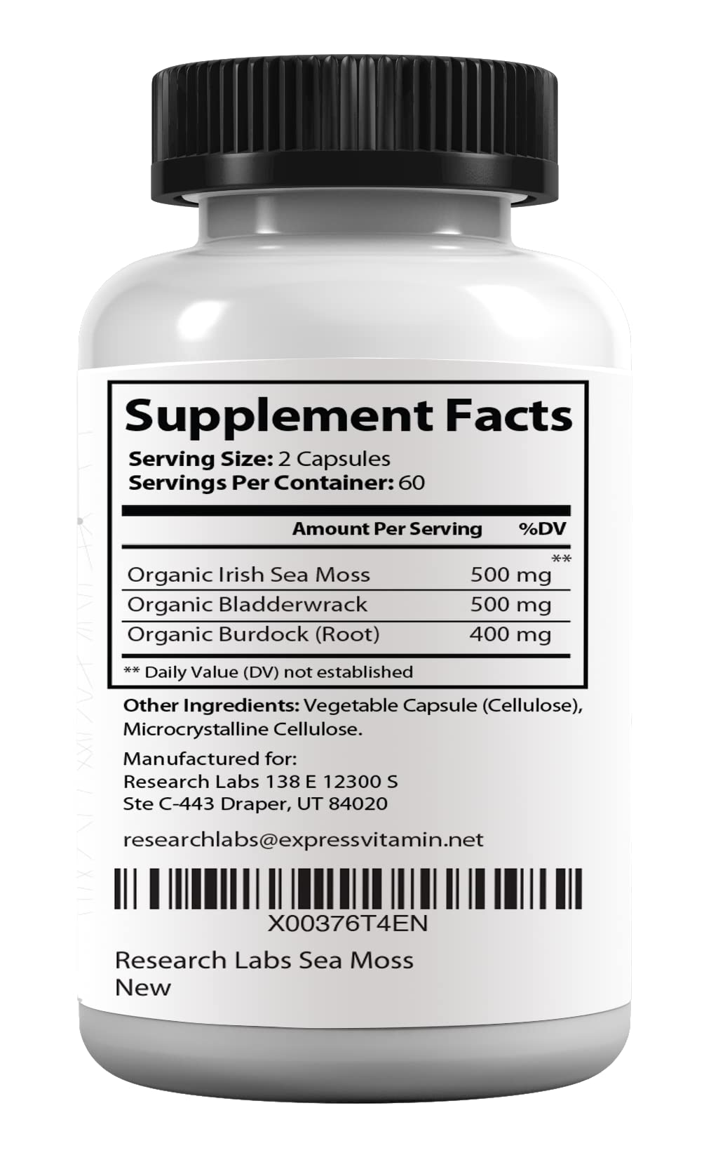 Research Labs 2 Fer 1 Ad Organic Irish Sea Moss Capsules 240 Total Pills, Raw Wildcrafted Seamoss Enhanced w/Bladderwrack & Burdock Root Antioxidant Powerhouse. Thyroid Support Research Labs uk supplements