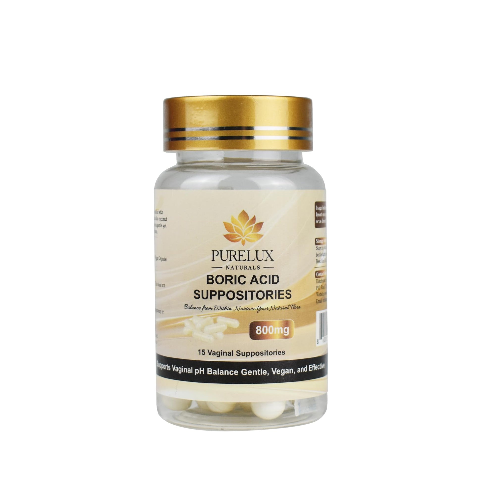 PureLux Boric Acid Feminine Wellness Support 800mg Size 000 30 Count Fragrance-Free Personal Care Formula PureLux Naturals uk supplements