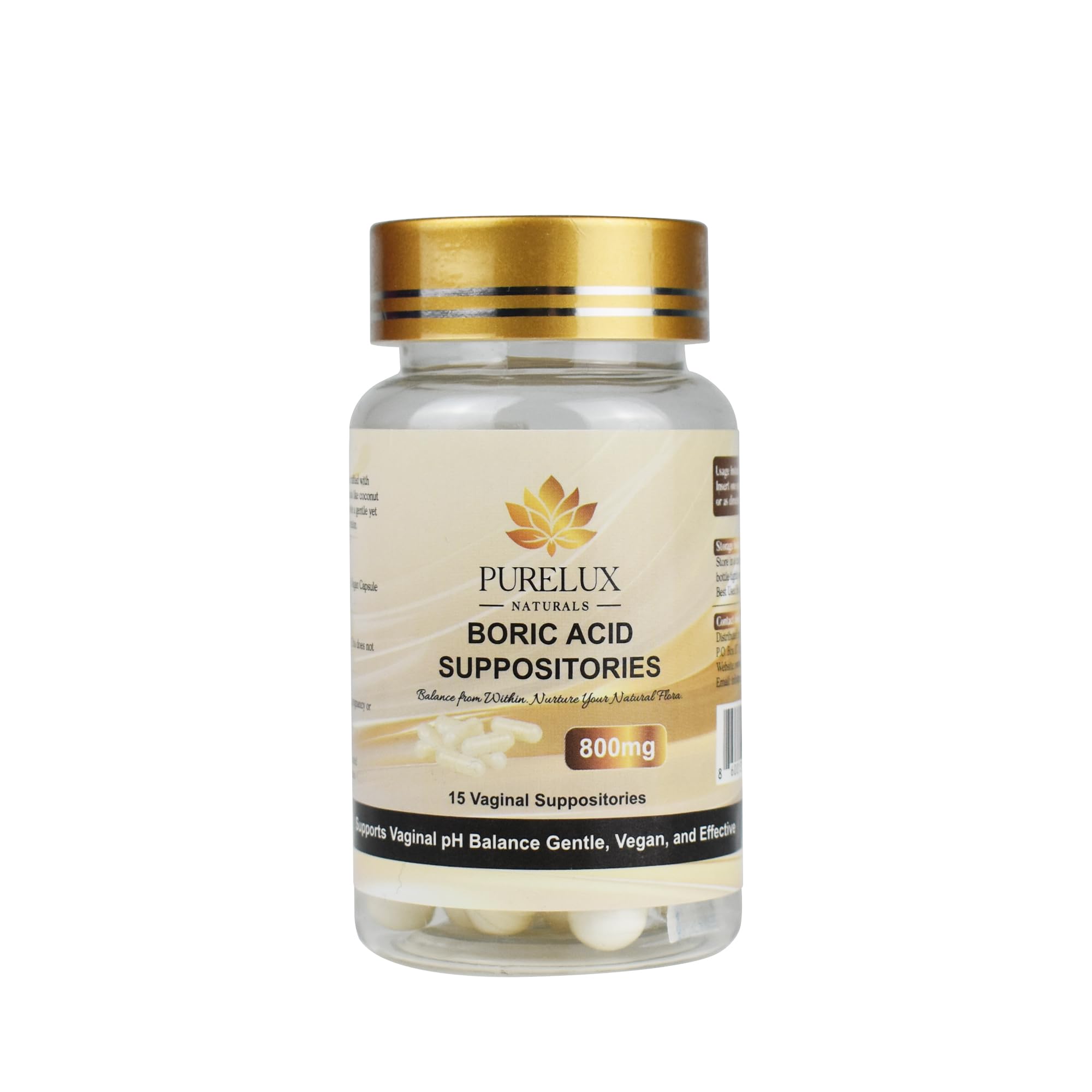 PureLux Boric Acid Feminine Wellness Support 800mg Size 000 30 Count Fragrance-Free Personal Care Formula PureLux Naturals uk supplements