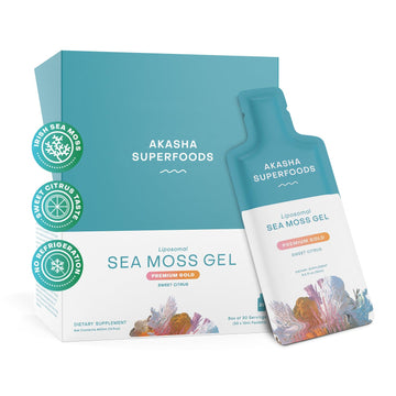 Akasha Superfoods Irish Sea Moss Gel, Liposomal Seamoss with Irish Sea Moss, Vitamin E, Citrus, Organic Vanilla, Glycerin, Skin, Energy & Gut Health Support for Women & Men, Sweet Citrus Flavor, 30 Ct Akasha Superfoods uk supplements