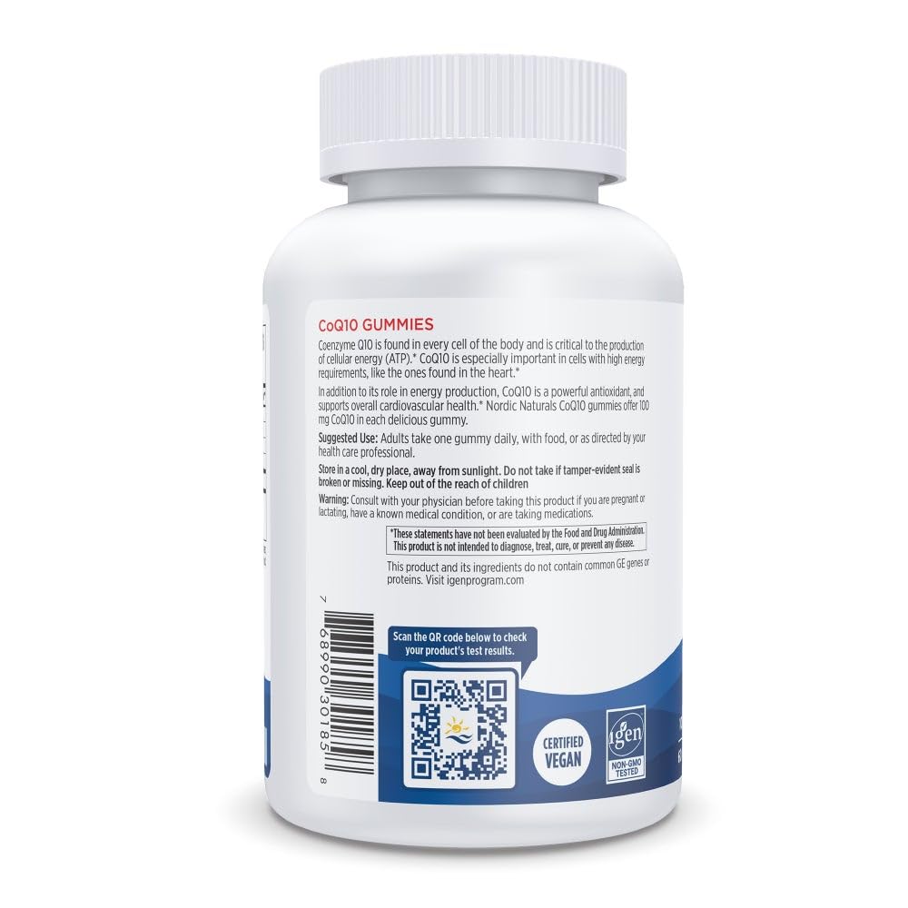 Nordic Naturals CoQ10 Gummies, Strawberry - 60 Gummies - 100 mg Coenzyme Q10 (CoQ10) - Great Taste - Heart Health, Cellular Energy Production, Antioxidant Support - Non-GMO, Vegan - 60 Servings Nordic Naturals uk supplements