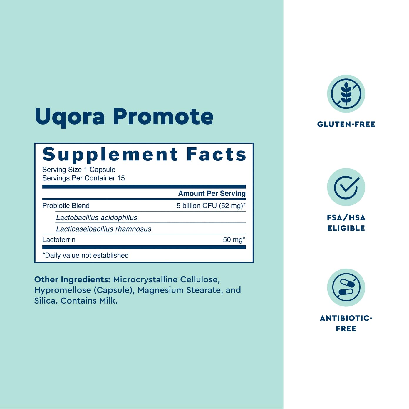 Uqora Promote - Support Vaginal Health* - Probiotic for Women with Lactoferrin, Lactobacillus Acidophilus & Lacticaseibacillus Rhamnosus - Vaginal Probiotics - Gluten-Free - 15 Capsules Uqora uk supplements