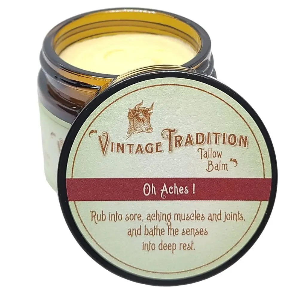 Vintage Tradition Oh Aches! Tallow Balm Supports Joint and Muscle Health – Beef Tallow Grass Fed Balm with Wintergreen, Peppermint, and Lime Essential Oil Blend, 2 Fl. Oz. Vintage Tradition uk supplements