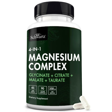 BioSchwartz Magnesium Complex Supplement (90 Capsules) 350mg Magnesium Glycinate Citrate Malate and Taurate Per Serving for Healthy Nerves Muscles Heart Sleep Support (Vegan, Gluten-Free, Non-GMO) BioSchwartz uk supplements
