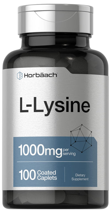 L-Lysine 1000mg | 100 Coated Caplets | Free Form Dietary Supplement | Vegetarian Horbäach uk supplements