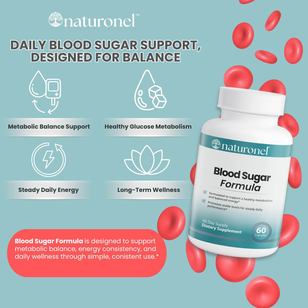 Naturonel Blood Sugar Formula – Metabolic Support with Cinnamon, Banaba, Bitter Melon, Guggul, Licorice, Gymnema, Juniper, Alpha Lipoic Acid & Chromium | Made in USA, GMP Certified Naturonel uk supplements