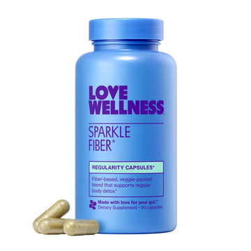Love Wellness Sparkle Fiber | Fiber Supplement with Digestive Enzymes | Greens Superfood Powder & Psyllium Husk Powder | Promotes Gut Health for Women | Regularity & Bloating Relief | 90 Count Love Wellness uk supplements