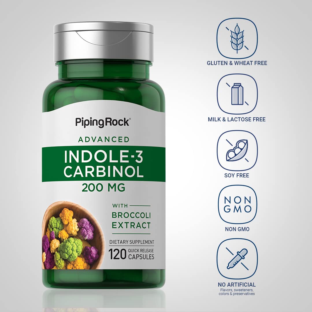 Piping Rock Indole 3 Carbinol | 200mg | 120 Capsules | I3C with Broccoli Extract | Non-GMO, Gluten Free Supplement Piping Rock uk supplements