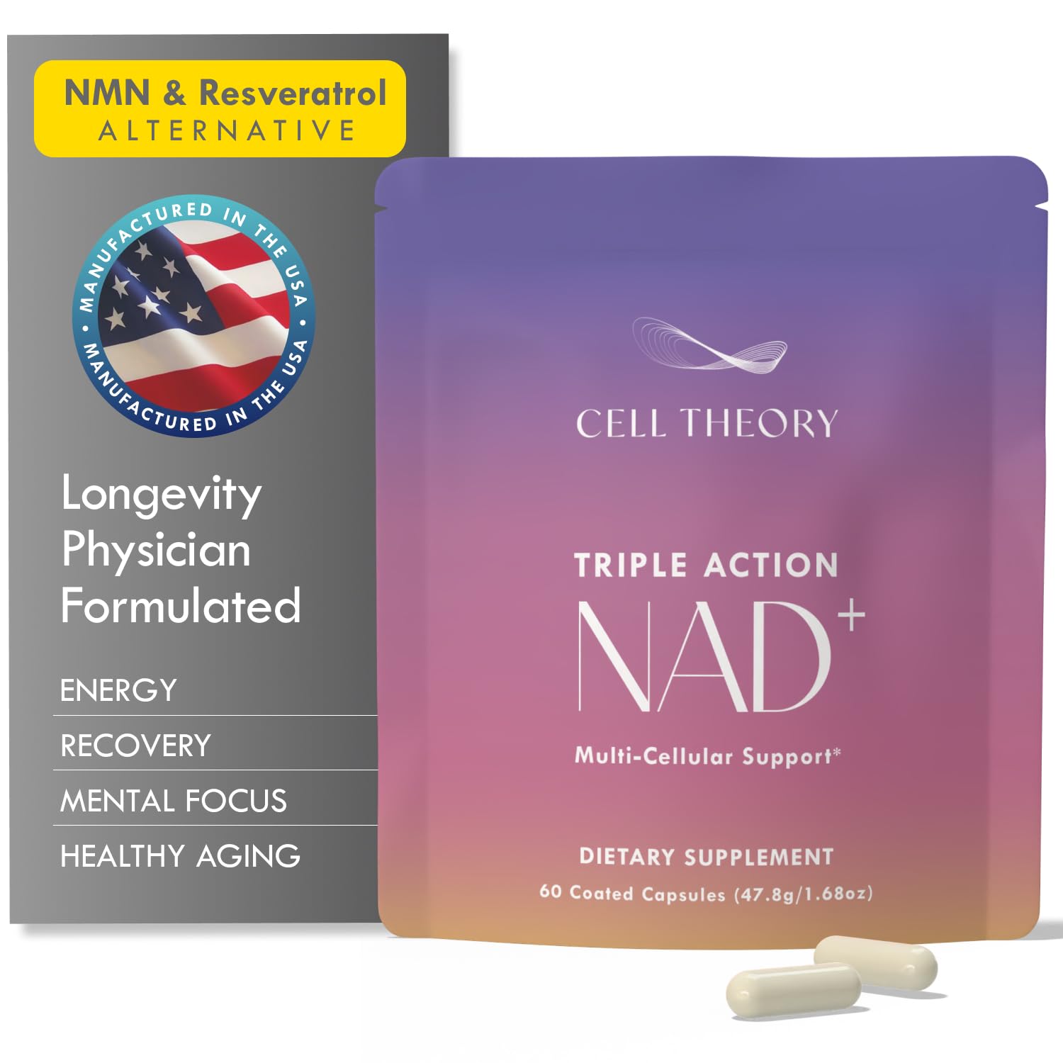 Cell Theory NAD+ Supplement – Triple Action Liposomal NAD+ & NADH Formula for Cellular Energy, Mitochondrial Support, and Longevity, Developed by Dr. Halland, 60 Capsules (30-Day Supply) Cell Theory uk supplements