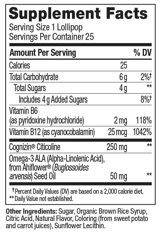 OLLY Focus Buddies L’OLLY Pops, Cognizin, Vitamins B6 and B12, Omega-3 ALA, Supports Focused Attention and Healthy Brain Function,* Kids 4+ Dietary Supplement, Watermelon Strawberry Flavored, 25 Count OLLY uk supplements