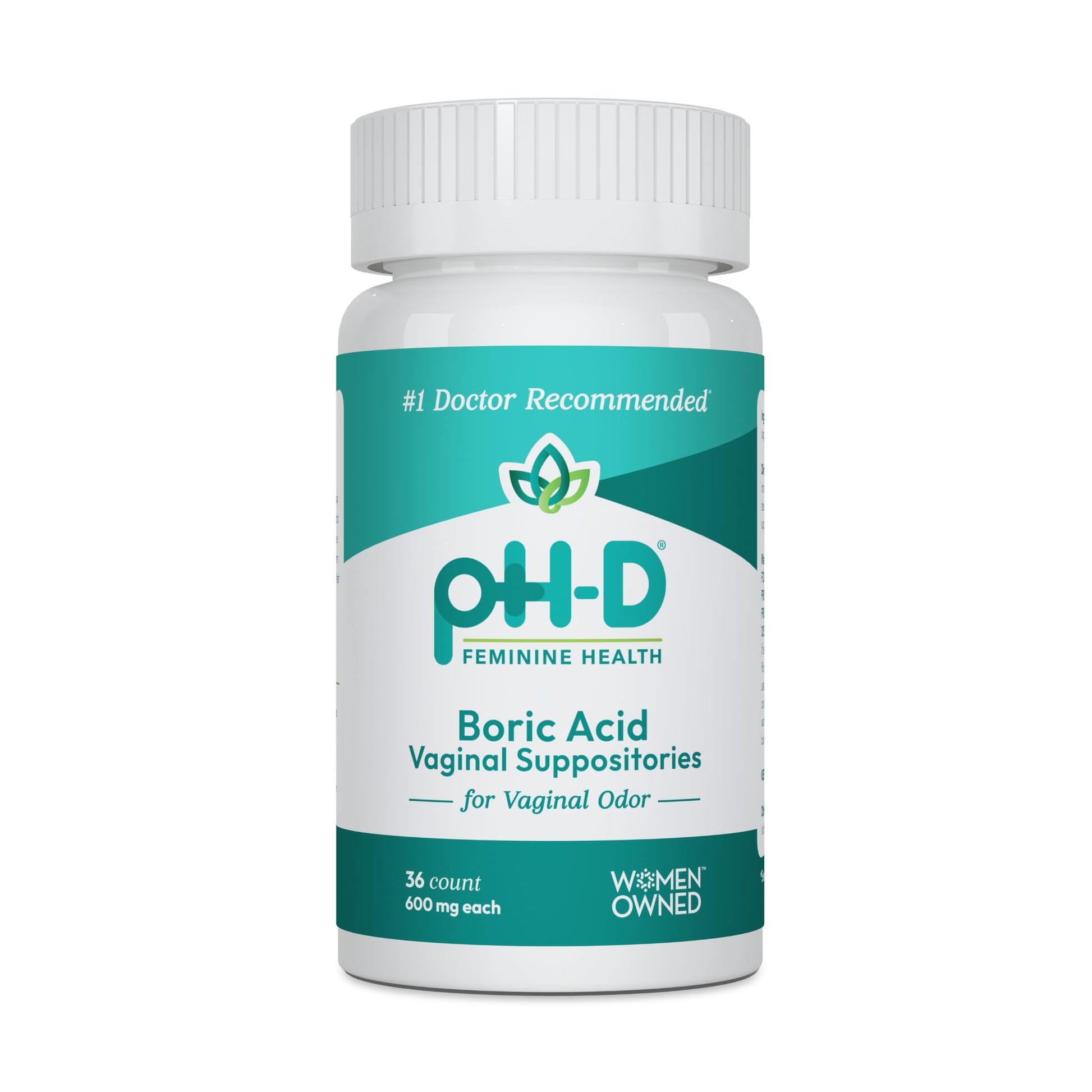 pH-D Feminine Health Support - 600 mg Boric Acid Suppositories - Woman Owned - for Vaginal Odor Use - 36 Count pH-D Feminine Health Support uk supplements