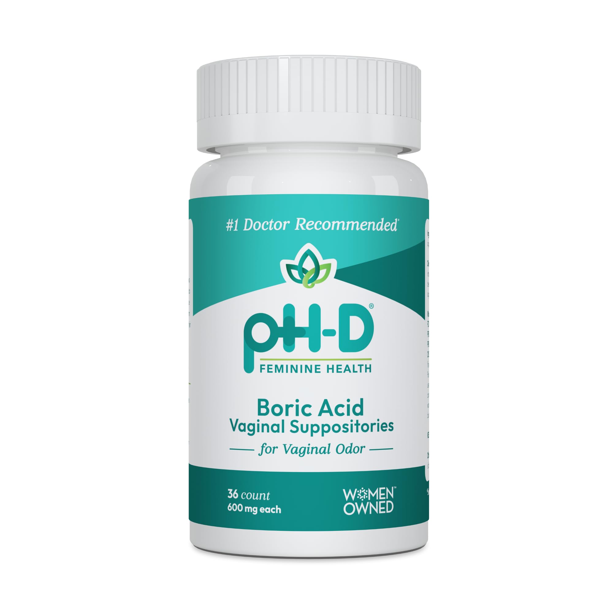 pH-D Feminine Health Support - 600 mg Boric Acid Suppositories - Woman Owned - for Vaginal Odor Use - 36 Count pH-D Feminine Health Support uk supplements