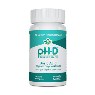 pH-D Feminine Health Support - 600 mg Boric Acid Suppositories - Woman Owned - for Vaginal Odor Use - 36 Count pH-D Feminine Health Support uk supplements