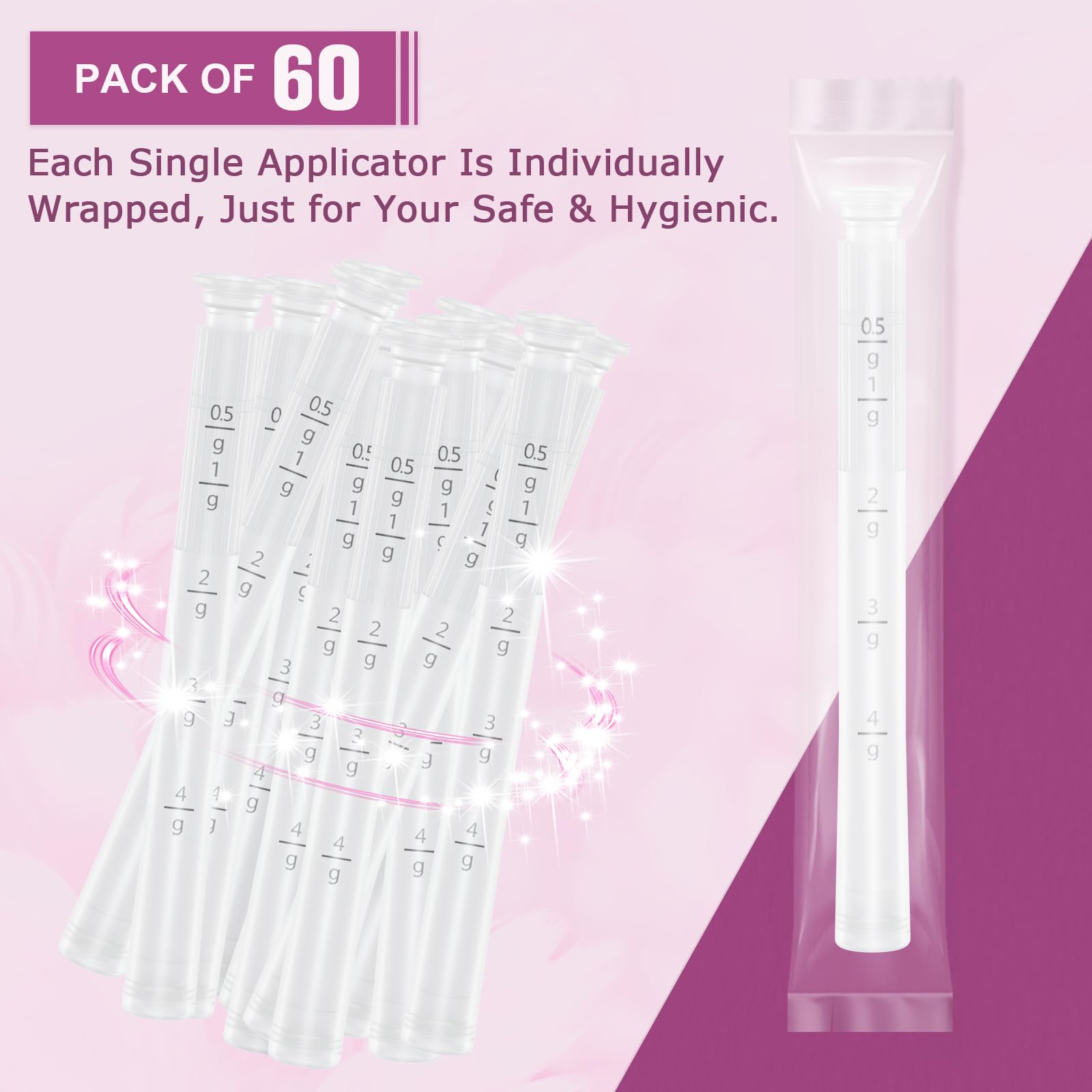 Nieteyrue Plastic Vaginial Cream Applicators (60 Packs) 2024 New Dosage Markings Individually Nieteyrue uk supplements