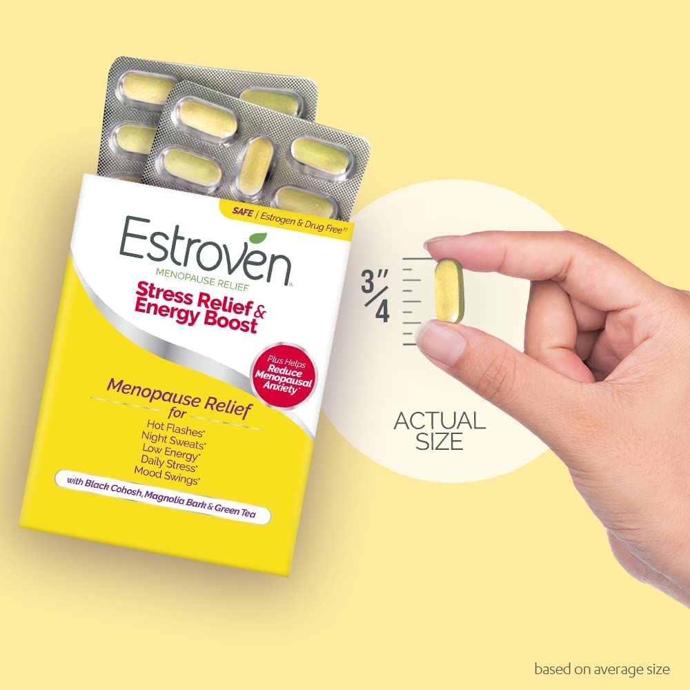 Estroven Stress Relief & Energy Boost for Menopause Relief - 28 Ct. - Clinically Proven Estroven uk supplements