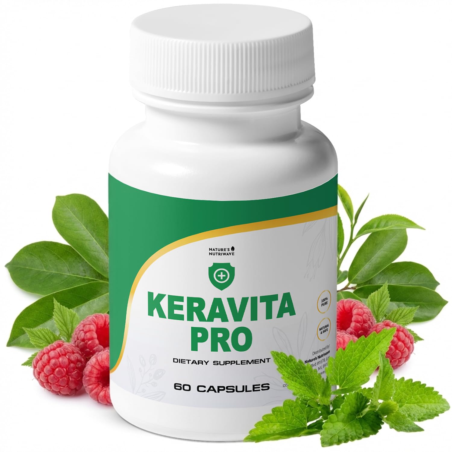 Keravita Pro - Natural Supplement with Vitamins C, Vitamin E, Green Tea, Turmeric & Mushroom for Hair & Nail | Non-GMO, Stimulant-Free | Made in the USA, GMP-Certified | 60 Capsules - 1 Month Supply Nature’s NutriWave uk supplements