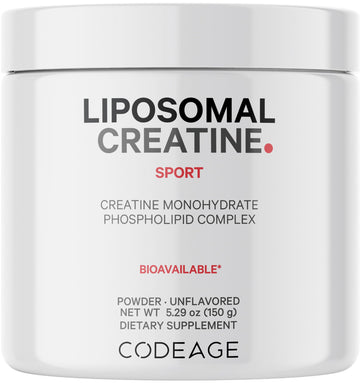 Codeage Liposomal Creatine Powder Supplement, Pure Creatine Monohydrate 5000mg, Pre Workout & Post Workouts - Unflavored Creatine, Micronized Creatine Powder - Creatinine for Sports - 30 Servings Codeage uk supplements