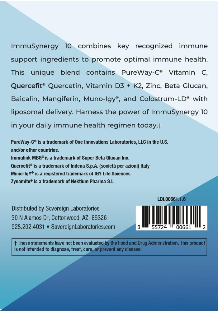 Colostrum-LD ImmuSynergy 10 Capsules - 120 Count-Immune Fortifying Ingredients - Vitamin C, D3, Zinc, Beta Glucan, Quercetin GastroDefense uk supplements