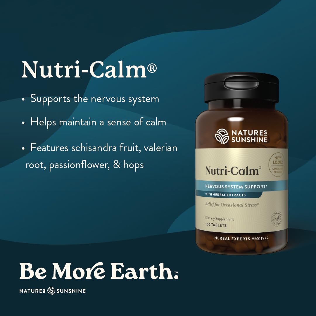 Nature's Sunshine Nutri-Calm- Herbal Stress Relief Supplement for Natural Relief, Mood Support and Boost, Nervous System Support - 100 Count Nature's Sunshine uk supplements