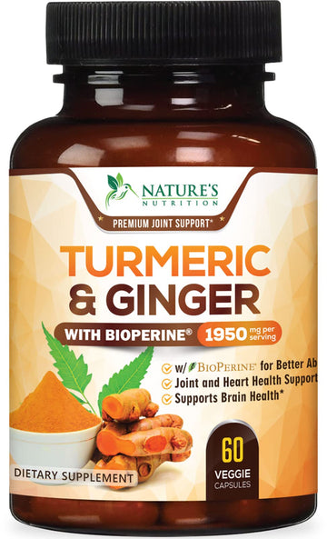 Turmeric Curcumin with BioPerine & Ginger 95% Standardized Curcuminoids Nature's Nutrition uk supplements