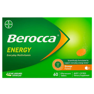 Berocca Energy Vitamin B & C Orange Flavour Effervescent Tablets 60 Pack Berocca uk supplements
