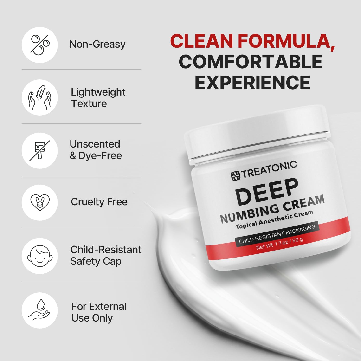 Treatonic Maximum Strength Numbing Cream: Numbing Cream for Discomfort, Burn, Itch & Pain Relief - Fast-Acting, Soothing Topical Anesthetic with Menthol & Emu Oil for Hemorrhoid Treatment – 1.7oz Treatonic uk supplements