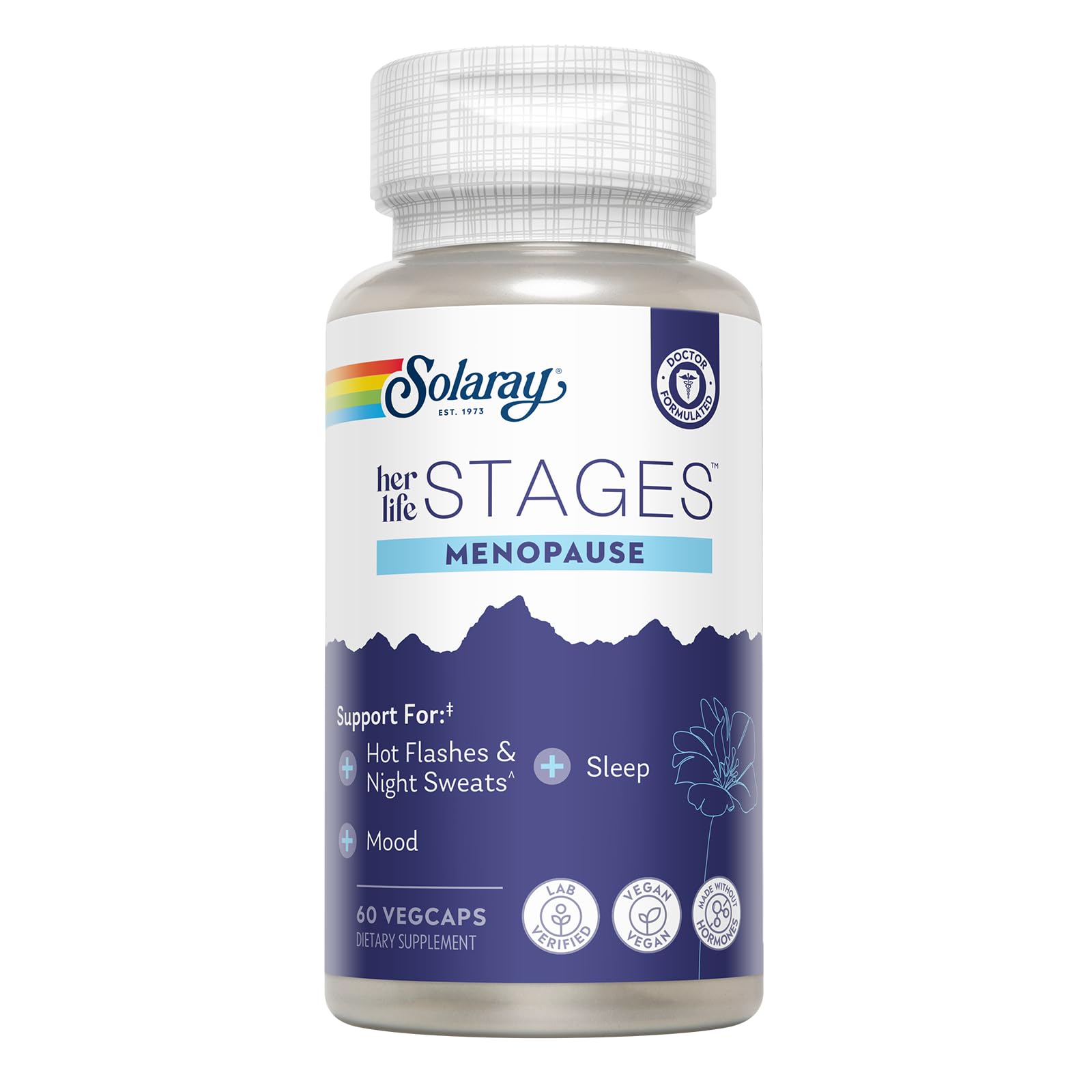 SOLARAY Menopause her Life Stages - Menopause Supplements for Women - Supports Mood, Sleep, Hot Flashes, Night Sweats - Vegan, Gluten Free - 60-Day Guarantee - 30 Servings, 60 VegCaps SOLARAY uk supplements