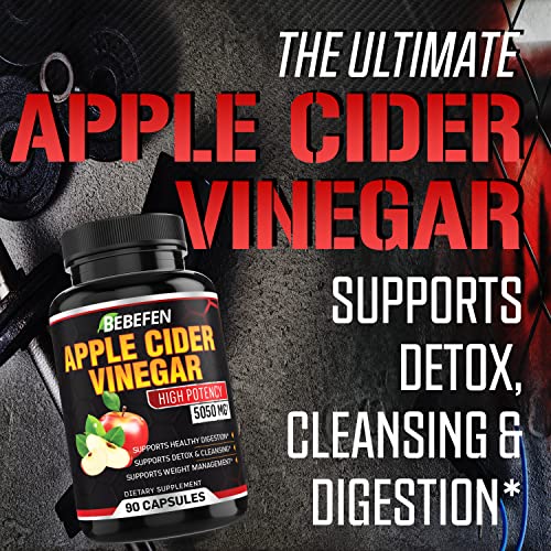 Apple Cider Vinegar Capsules - 5050mg Formula Pills with Black Pepper Extract BEBEFEN uk supplements