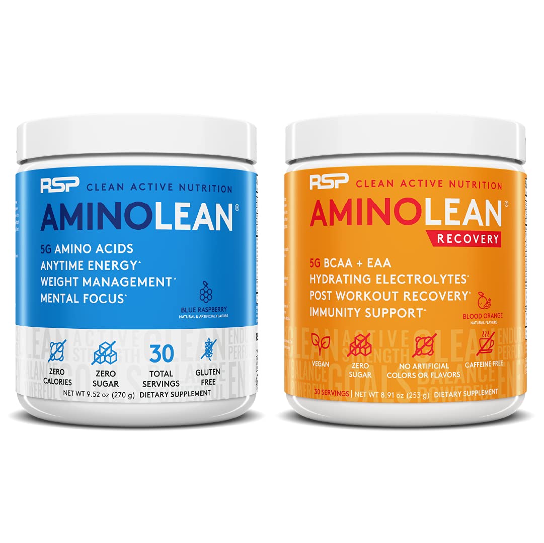 RSP NUTRITION AminoLean Pre Workout Energy (Blue Raspberry 30 Servings) with AminoLean RSP NUTRITION uk supplements