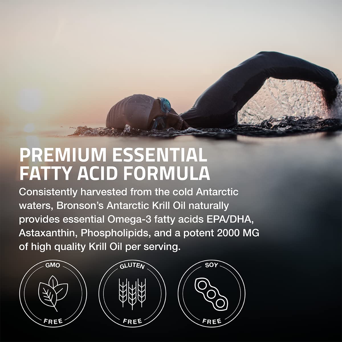 Bronson Antarctic Krill Oil 2000 mg with Omega-3s EPA, DHA, Astaxanthin and Phospholipi Bronson uk supplements