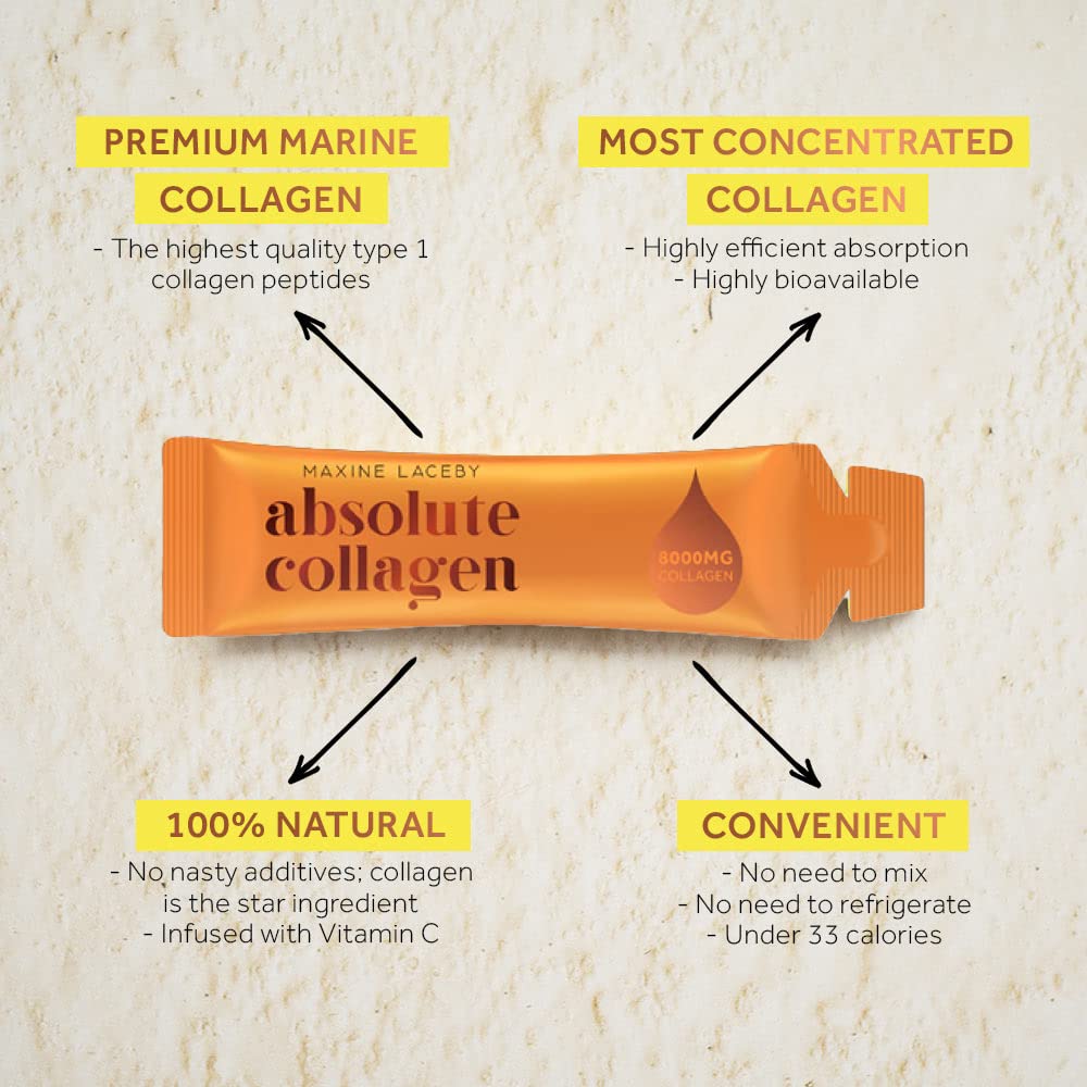 Absolute Collagen Marine Liquid Collagen Supplement for Women - 8000mg Collagen in Each Sachet Absolute Collagen uk supplements
